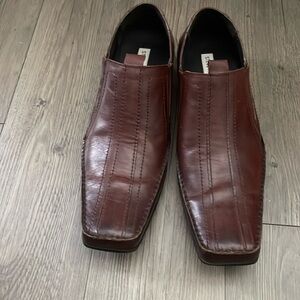 Steve Madden Brown Leather Square Toe Slip on Dress Shoe Size 12.